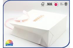 China White Paper Shopping Bags With Handles Pantone Printed Inside supplier