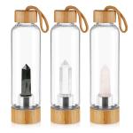 18oz 550ml Quartz Crystal Water Infuser Bottle with Bamboo Lid for sale