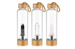 China 18oz 550ml Quartz Crystal Water Infuser Bottle with Bamboo Lid supplier