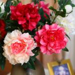 Simulated Peony Flower Wedding Chinese Red housewarming Decoration Living Room Plastic Ornament Peony Flower Simulated Flower for sale