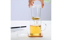 China 14oz / 420ml Glass Tea Infuser Cup With Lid Durable Loose Leaf Tea Mug supplier