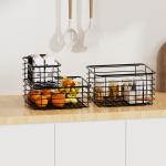 Household Storage Baskets For Home Cabinet Pantry Closet Kitchen Fridge Fruit Makeup Metal Wire Basket for sale