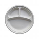 Biodegradable Disposable Bagasse Three Compartment Paper Plates for sale
