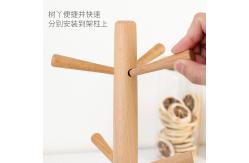 China Wooden Bulk Kitchen Supplies Coffee Mug Rack Countertop Tree With 6 Hooks supplier