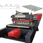 Galvanized Steel Type B Composite Metal Double Layer Deck Floor Decking Roll Forming Machine With Strengthen Embossing for sale