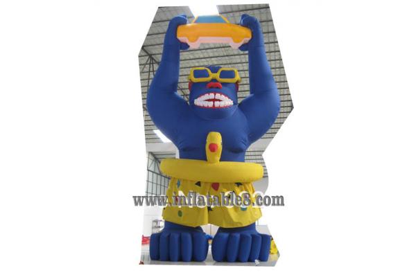 advertising inflatable gorilla with swimming ring model with custom words printing