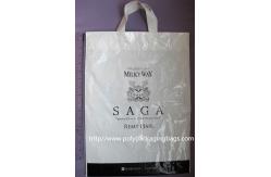 China Eco-Friendly White Soft Loop Handle Stand Up Plastic Bags For Grocery supplier