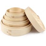 10 Inch Lid Dim Sum Bamboo Steamers , Rice Bamboo Momo Steamer Basket Kitchen for sale