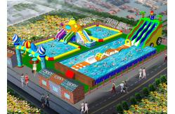 China Durable 0.55mm PVC Taroaulin  Inflatable Water Park With Hand Printing supplier