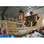 Big Dinosaur Inflatable Pirate Ship With Slide  Enviroment - Friendly