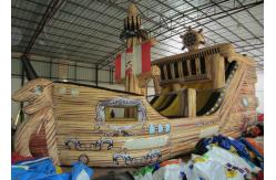 China Big Dinosaur Inflatable Pirate Ship With Slide  Enviroment - Friendly supplier