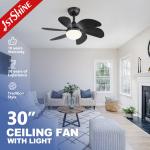 Black E27 Modern LED Ceiling Fan Low Voltage Living Room Decorative for sale