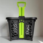 Large Capacity Supermarket Telescopic Handle Plastic Shopping Baskets With 4 Wheels for sale