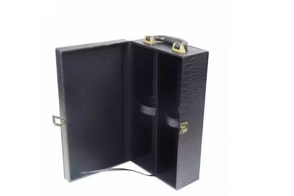 Rigid PU Leather Box CMYK Glass Wine Box packaging Varnish 1 2 pcs