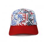 High Quality 5 Panel Caps sublimation pattern camper cap with polyester with nylon webbing plastic buckle for sale