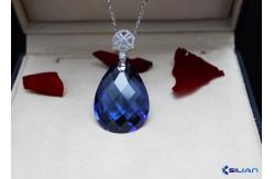 China 8x10mm 9x11mm Pear Shaped Blue Sapphire Pendant Necklace supplier