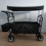 Black Folding Beach Wagon 600D Folding Wagon With Cover And Push Handle for sale