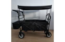 China Black Folding Beach Wagon 600D Folding Wagon With Cover And Push Handle supplier