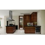 Sleek Durable And Customizable Modern Walnut-Style Stainless Steel Kitchen Cabinet for sale