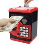 Red Black Color Kids ABS Material ATM Piggy Bank Put Coin And Coupons for sale