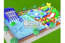 China Commercial inflatable water park equipment , metal frame inflatable amusement park supplier