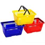 Popular Grocery Store Laundry Handbasket Supermarket Plastic Handle Hanging Shopping Basket for sale