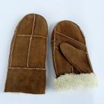 Outdoor Men Waterproof Leather Gloves Sheepskin Double Face Curly Hair Shearling Snow Mittens for sale