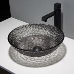 Lacquered Corner Cabinet Crystal Wash Basins Black Round Modern Designed for sale