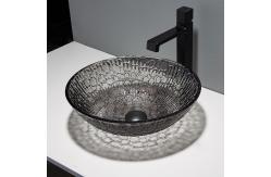 China Lacquered Corner Cabinet Crystal Wash Basins Black Round Modern Designed supplier