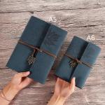 6 Ring Binding Travel Journal Notebook Maple Leaf Embossed Logo With Retro Pendent