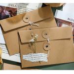 Premium Kraft Paper String Tie Document Envelope Thick Vintage Folder For Invoices Cards Stationery Storage Paper Bag for sale