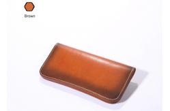 China Cool Wallets for Men Brown Long Wallet Genuine Vegetable Tanned Leather Wallet supplier