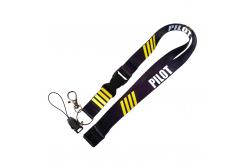 China Safety Warning Custom Printed Lanyard Yellow Stripes Reinforced Stitching Detachable Keychain supplier