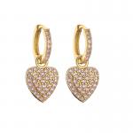 Rhinestone gold heart drop earrings for sale