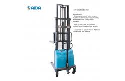 China 1500kg Load Capacity Semi Electric Pallet Stacker Powered by 2000 Battery Capacity supplier
