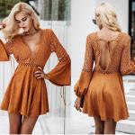 New Design Women Long Sleeve Hollow Out Dress in Causal Dresses Mini Sexi for sale