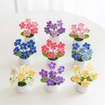 Myosotis Forget-Me-Not Artificial Flower Potted Plant Handmade Home Décor Knitted Yarn Arrangement Creative Gift 5.5x10cm for sale