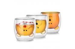China 7oz Strong Double Wall Glass Coffee Mugs , Eco Friendly Cute Drinking Cups supplier