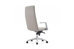 China High Back Genuine Leather Executive Chair 5 Position Sychron Mechanism supplier