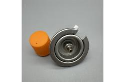 China Compact plastic gas canister valve for emergency kits with child-resistant cap supplier