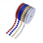 15mm*15m Ultrasonic Star Wired Ribbon Plain Pattern Jacquard Ribbon for sale