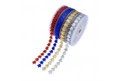 China 15mm*15m Ultrasonic Star Wired Ribbon Plain Pattern Jacquard Ribbon supplier