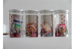China Food grade PET Clear Plastic Cylinder 400ml Candy Canister Easy Open supplier