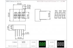 China Common Cathode 20mA emerald green LED Module 3 digit 7 segment display supplier