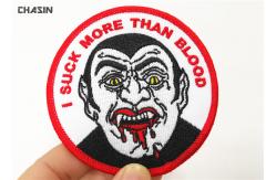 China Custom Devil Logo Round Merrow border Clothing Embroidery Patches supplier