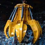 6 Ropes Crane Grab Bucket Bulk Heavy Duty Electro-hydraulic Cargo Orange Peels for sale