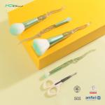 Plastic Handle Travel Makeup Brush Set 4PCS Synthetic Hair With Eyebrow Scissors for sale