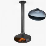 Elegant Black Hanging Wood Fireplace Floating Design Icon