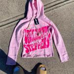 Custom Men Hoodies Puff Print Cut Edge Cropped Hoodie Men Drawstring Distressed Hoodies 100% Cotton Pullover Streetwear for sale