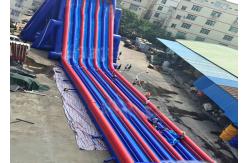 China Blue And Red Giant Inflatable Slide With Three Lanes / Digital Printing supplier